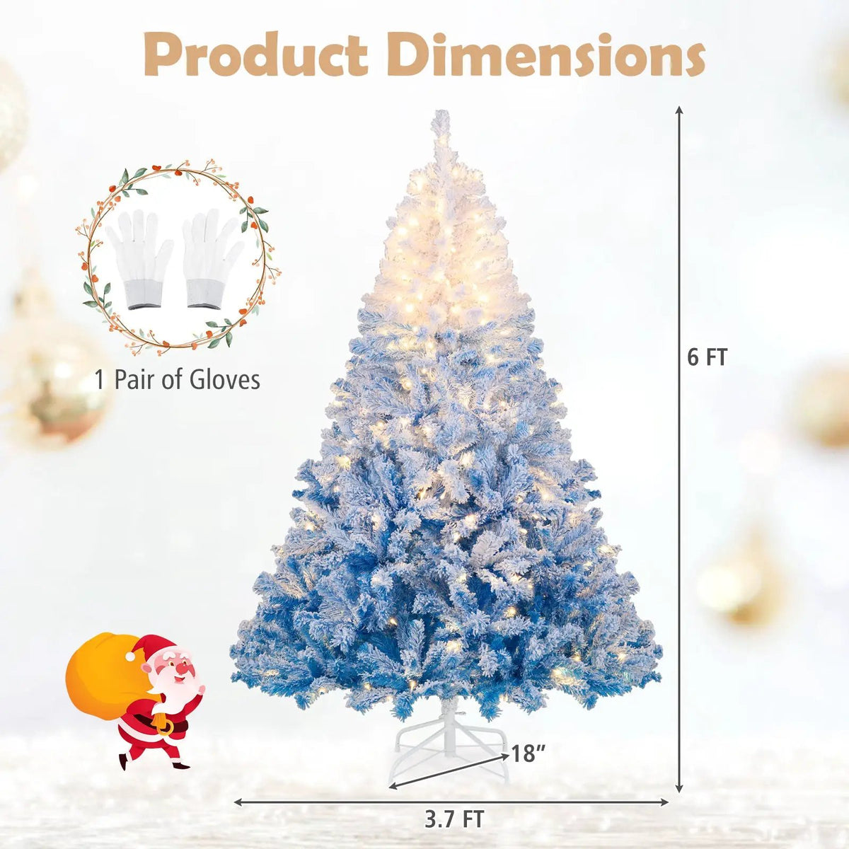 5/6/7/8 FT Artificial Christmas Tree with Warm White LED Lights and 8 Modes by DirectDeals