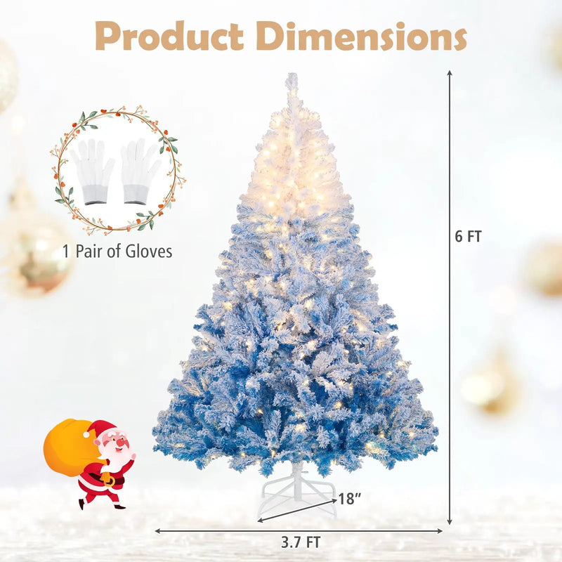 5/6/7/8 FT Artificial Christmas Tree with Warm White LED Lights and 8 Modes by DirectDeals