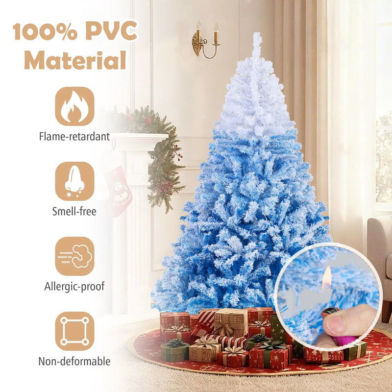 5/6/7/8 FT Artificial Christmas Tree with Warm White LED Lights and 8 Modes by DirectDeals