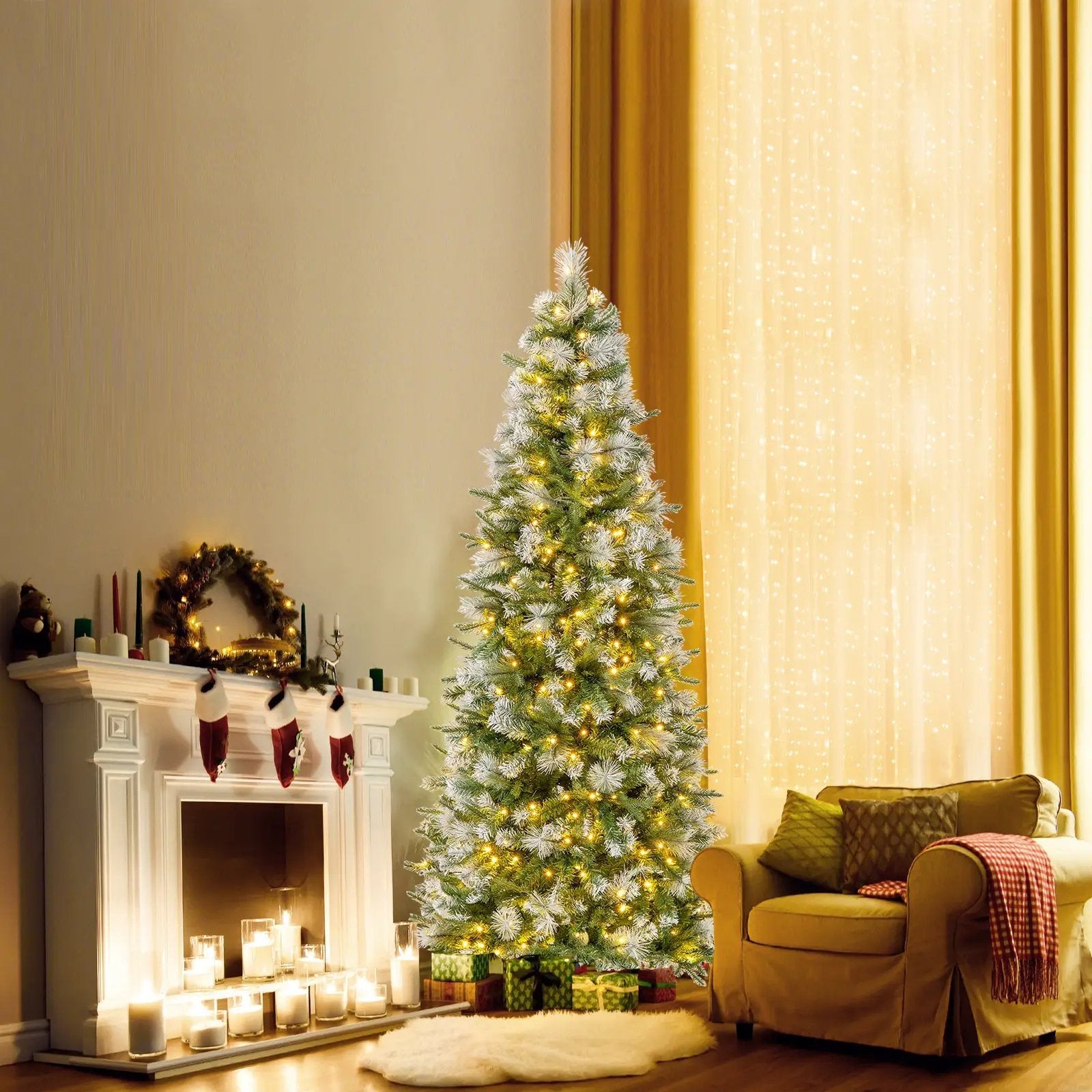 6/7.5/9 FT Artificial Christmas Tree with Warm-White LED Lights by DirectDeals