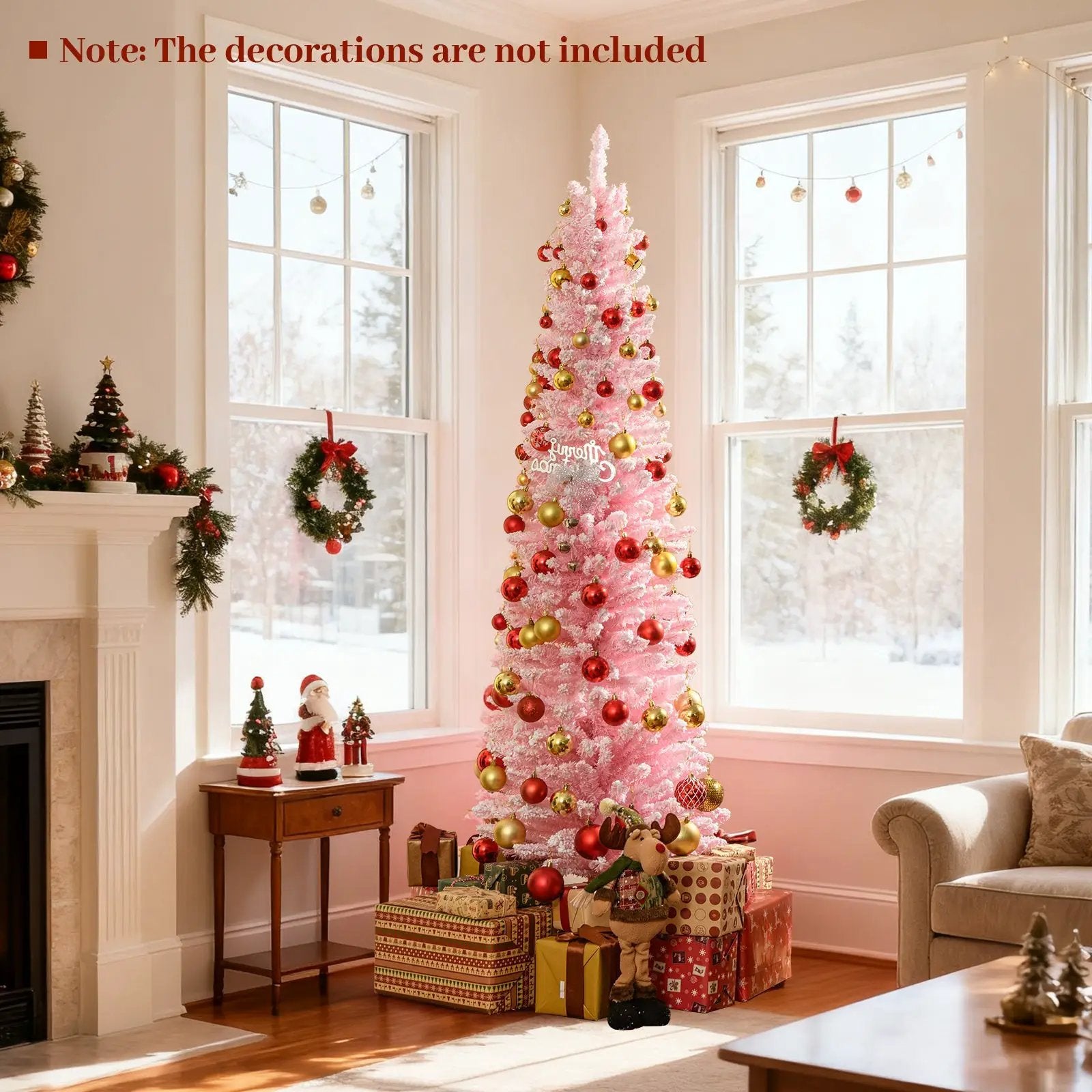 6 FT Artificial Pink Christmas Tree with 460 Branch Tips for Holiday by DirectDeals