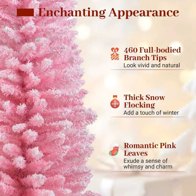 6 FT Artificial Pink Christmas Tree with 460 Branch Tips for Holiday by DirectDeals