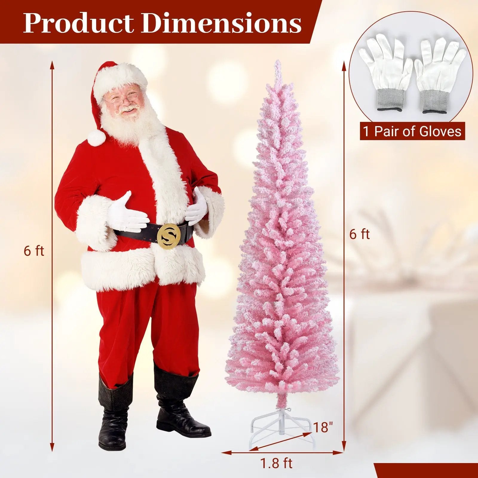 6 FT Artificial Pink Christmas Tree with 460 Branch Tips for Holiday by DirectDeals