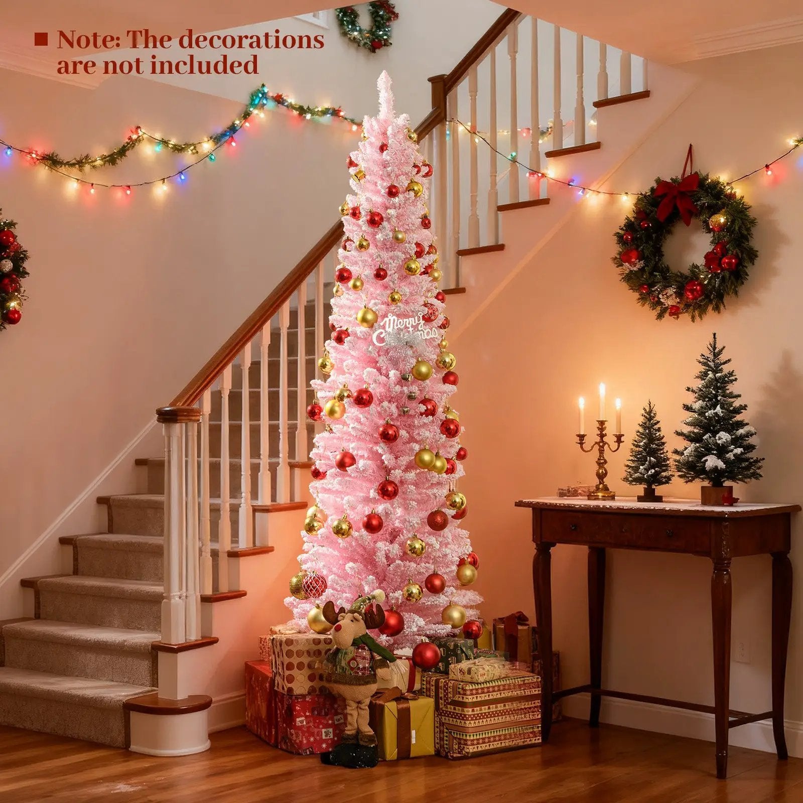 6 FT Artificial Pink Christmas Tree with 460 Branch Tips for Holiday by DirectDeals