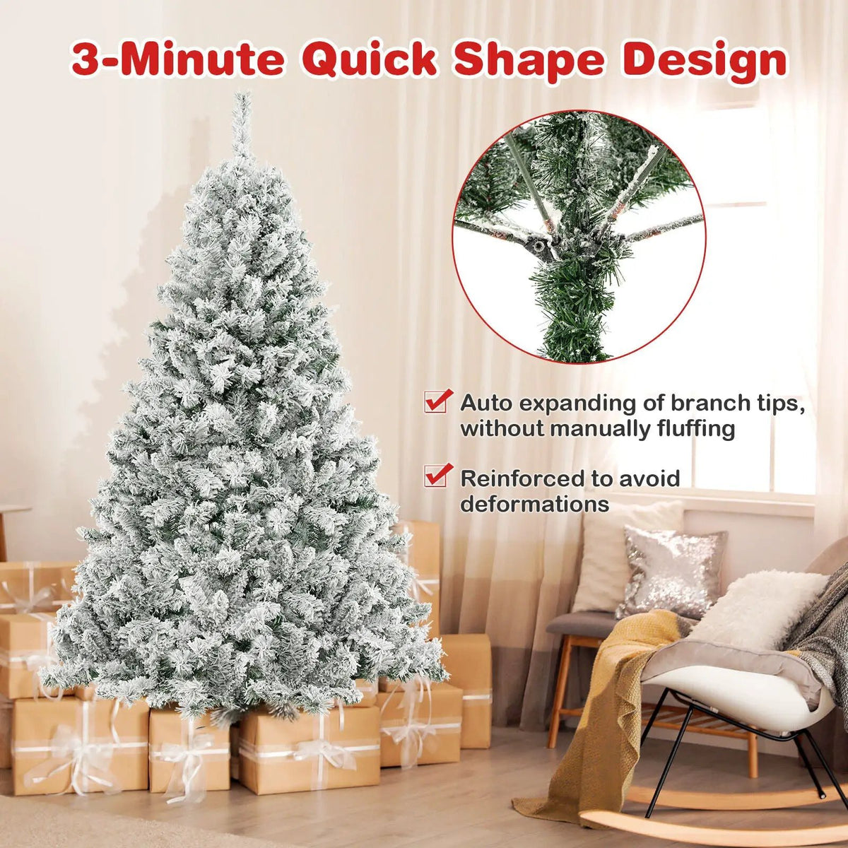 6/7/8 Feet Artificial Xmas Tree 3-Minute Quick Shape by DirectDeals
