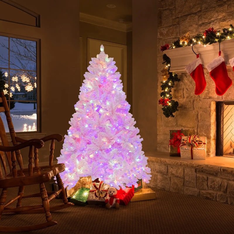 6 FT Flocked Artificial Xmas Tree Hinged with 350 LED Lights by DirectDeals