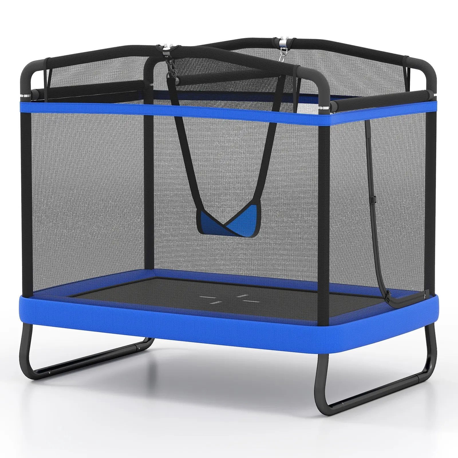 6 FT Kids Trampoline with Swing and Horizontal Bar Small Rectangle Trampoline by DirectDeals