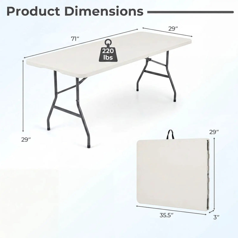 6 FT Fold-in-Half Camping Table with Carrying Handle by DirectDeals