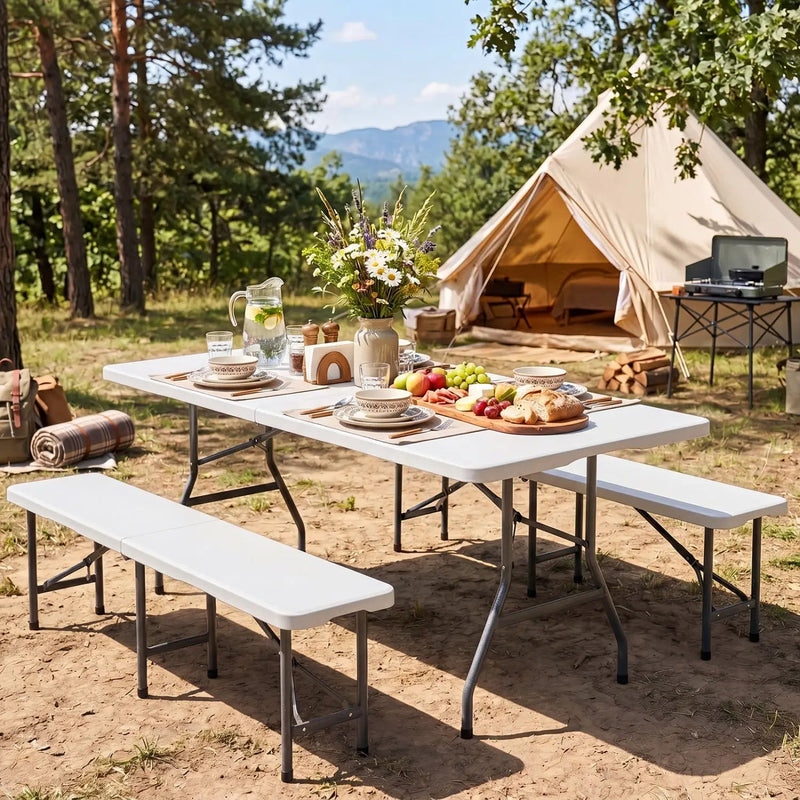 6 FT Fold-in-Half Camping Table with Carrying Handle by DirectDeals