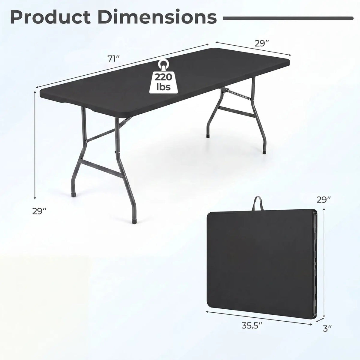 6 FT Fold-in-Half Camping Table with Rattan Texture by DirectDeals