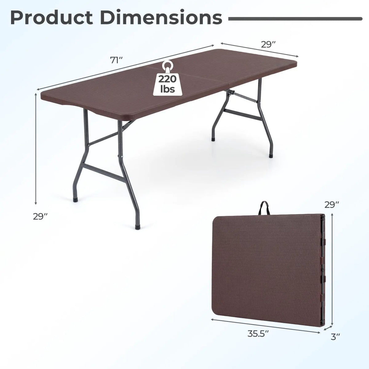 6 FT Fold-in-Half Camping Table with Rattan Texture by DirectDeals