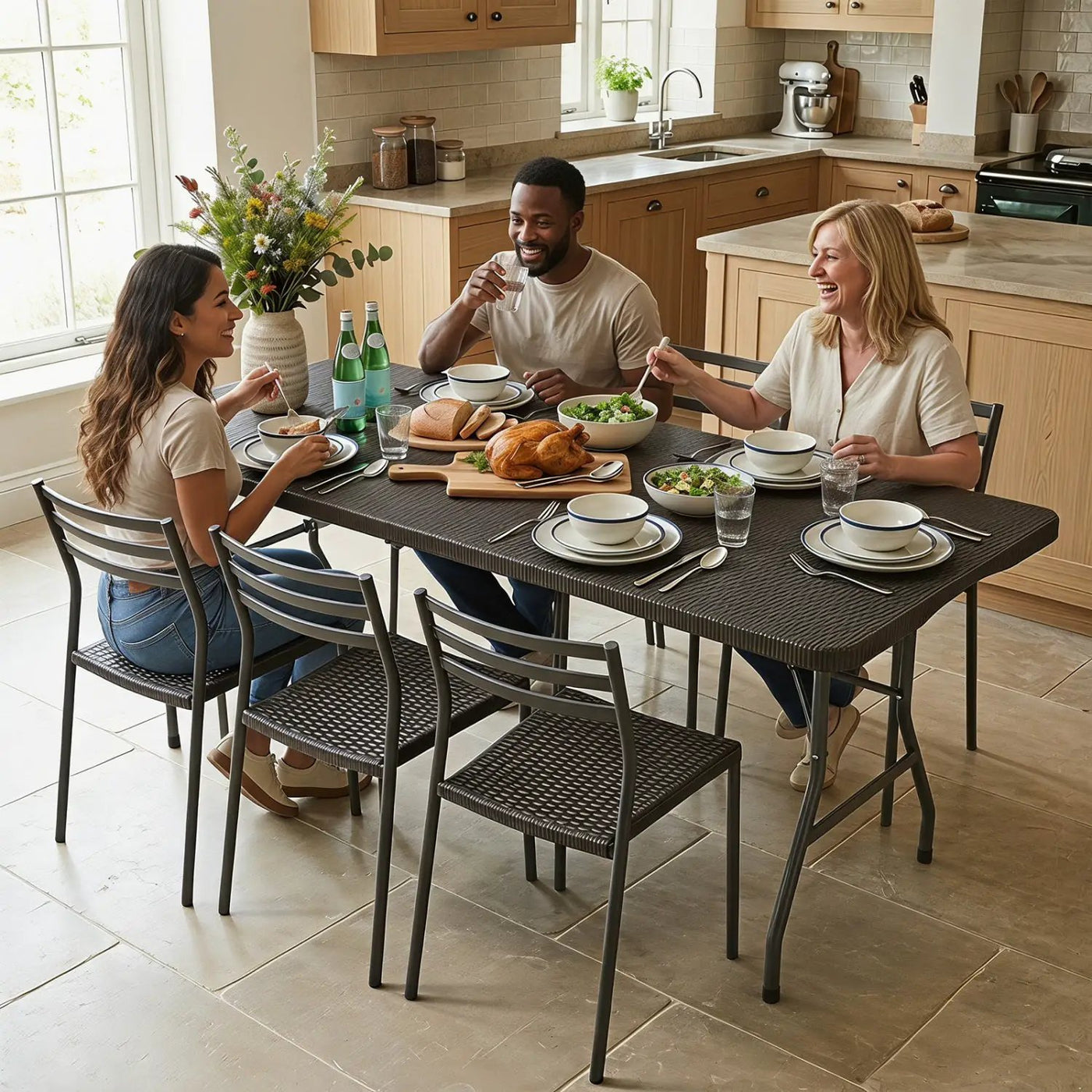 6 FT Fold-in-Half Camping Table with Rattan Texture by DirectDeals