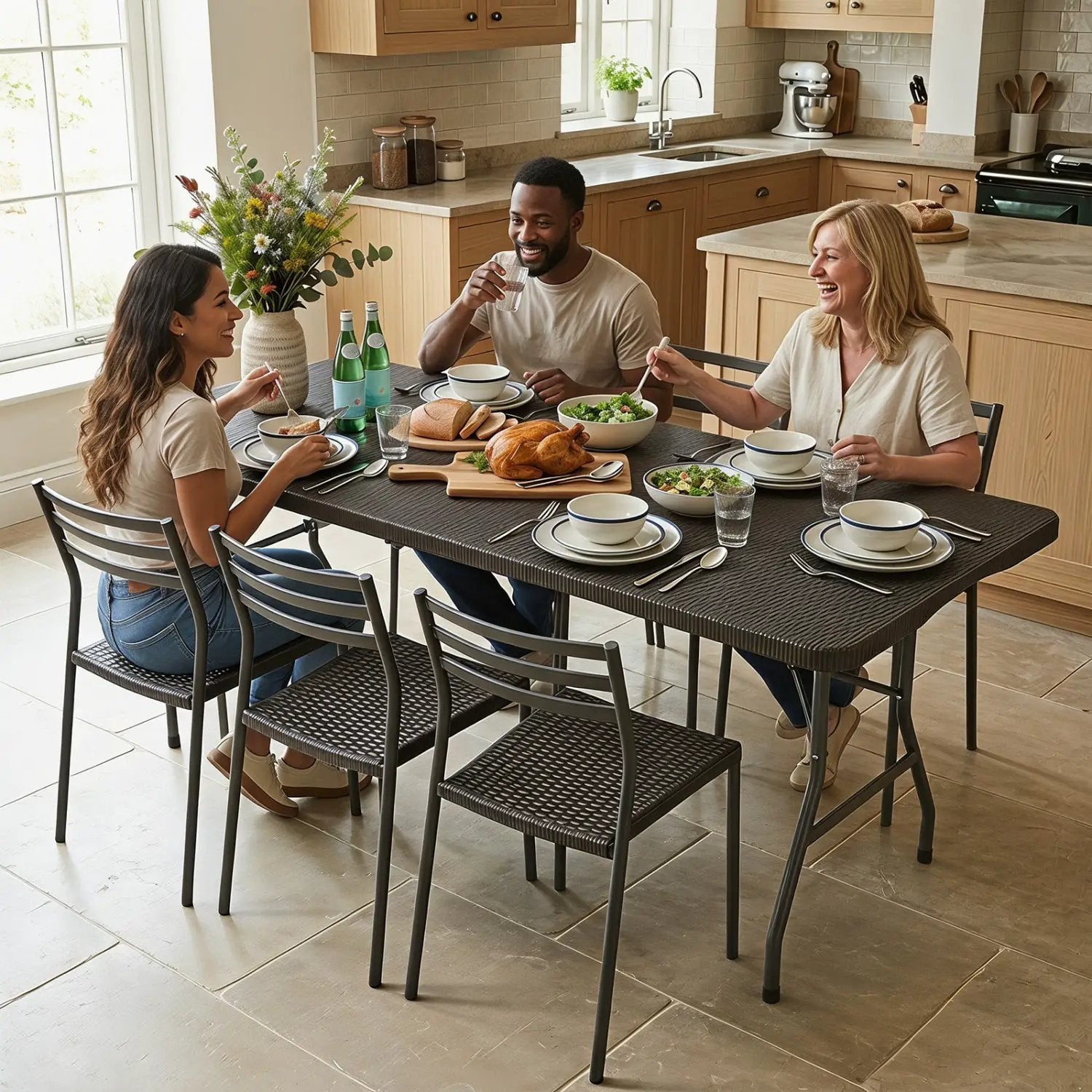 6 FT Fold-in-Half Camping Table with Rattan Texture by DirectDeals