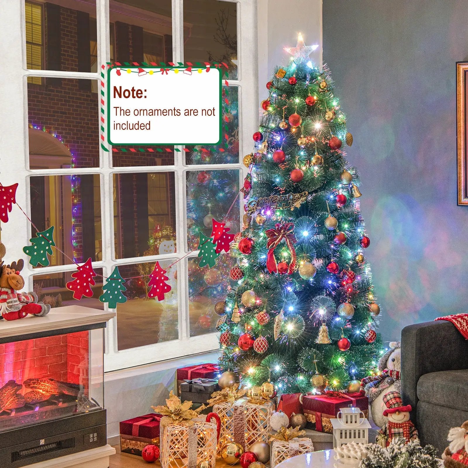 5/6/7 FT Pre-Lit Fiber Optic Christmas Tree with 148/185/226 Multi-Color LED Lights and Top Star Light by DirectDeals