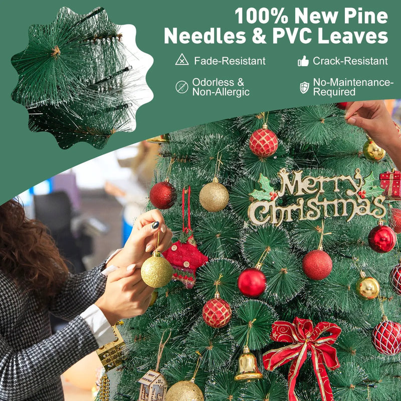 5/6/7 FT Pre-Lit Fiber Optic Christmas Tree with 148/185/226 Multi-Color LED Lights and Top Star Light by DirectDeals