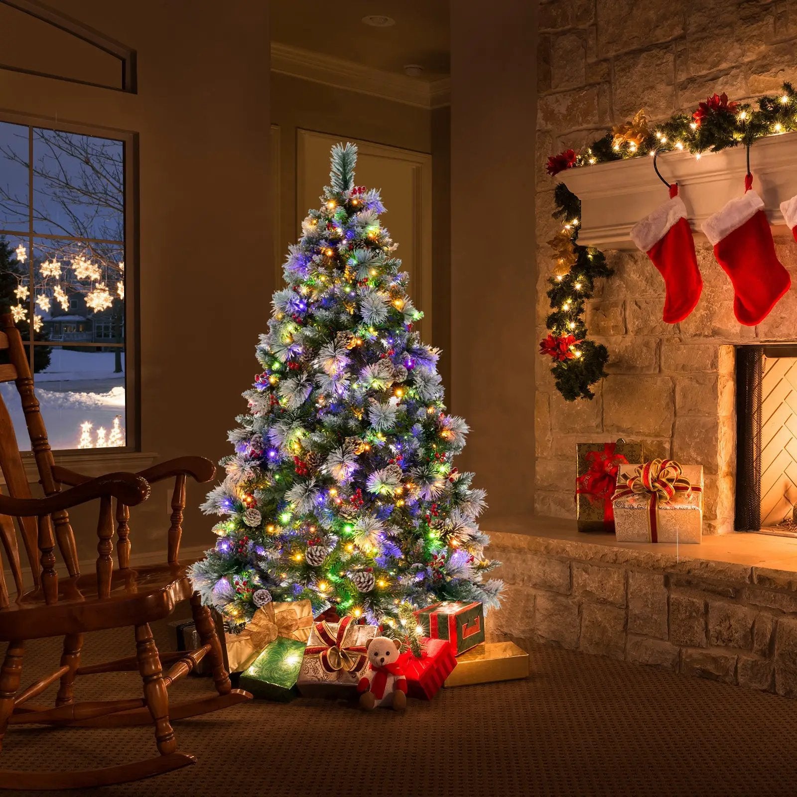 6 Feet Pre-Lit Artificial Christmas Tree with 350 LED Lights by DirectDeals
