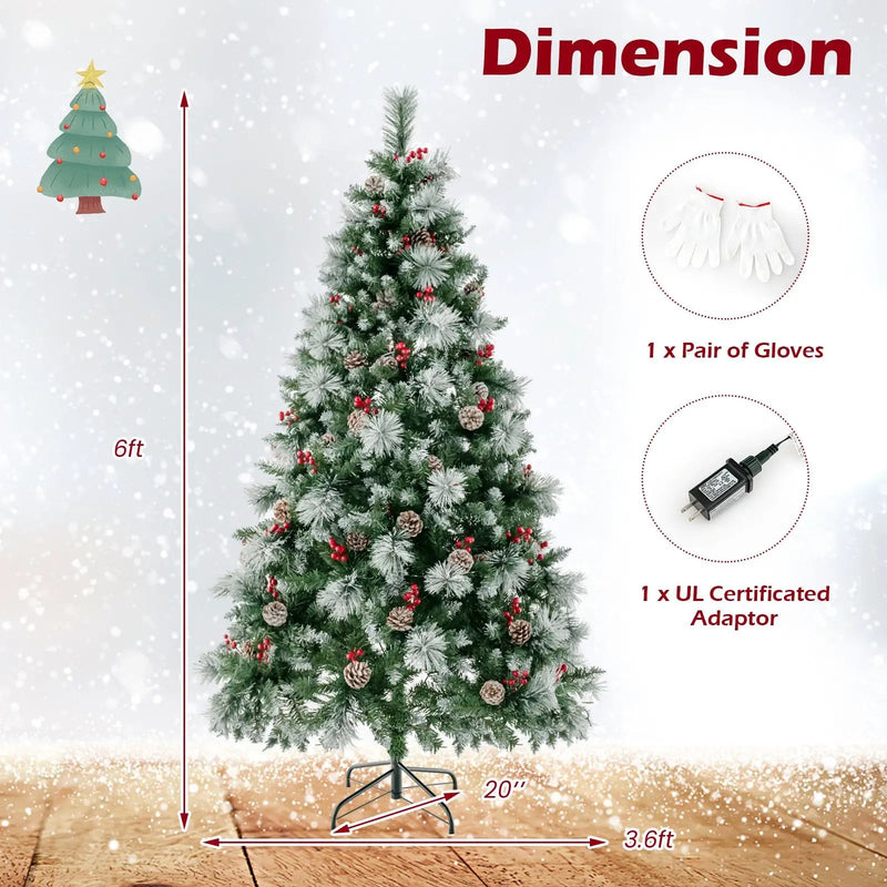 6 Feet Pre-Lit Artificial Christmas Tree with 350 LED Lights by DirectDeals