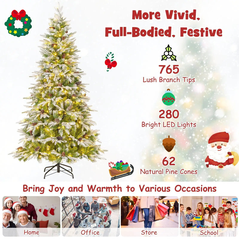 6/7.5/9 FT Pre-Lit Artificial Christmas Tree with 765/1135/1871 Tips and 280/470/690 Warm-White LED Lights by DirectDeals