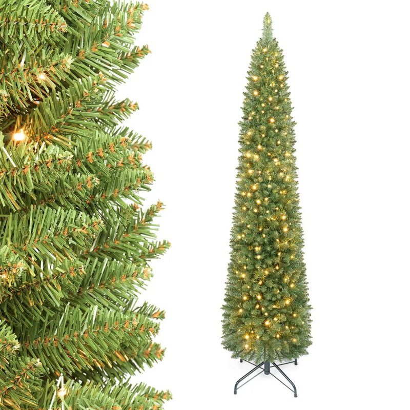 6 FT Pre-Lit Pencil Christmas Tree with 180 Warm White LEDs by DirectDeals