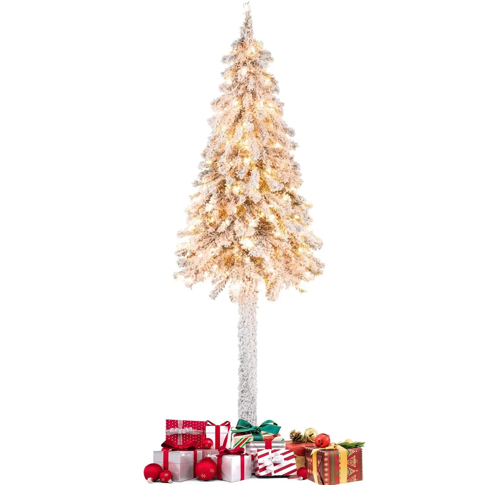 6 Feet Pre-Lit Slim Pencil Christmas Tree Snow Flocked Xmas Decor by DirectDeals