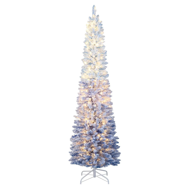 6/7 Feet Snow-flocked Artificial Christmas Tree with 220/290 Warm White LED Lights by DirectDeals