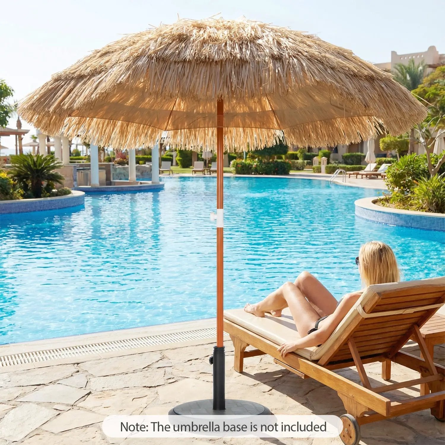 6 FT Thatched Beach Umbrella with Push Button Tilt Carrying Bag Set of 2 by DirectDeals