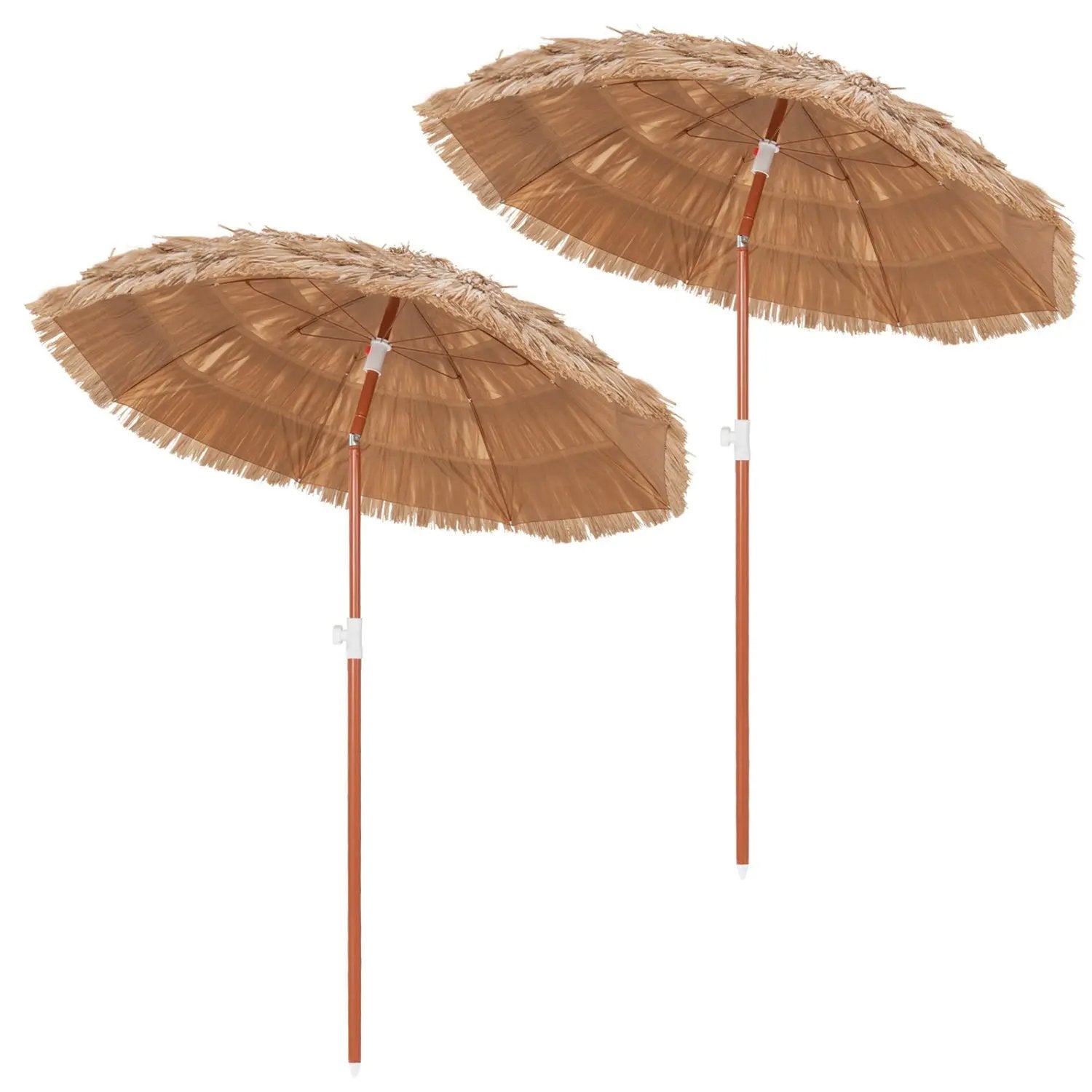 6 FT Thatched Beach Umbrella with Push Button Tilt Carrying Bag Set of 2 by DirectDeals