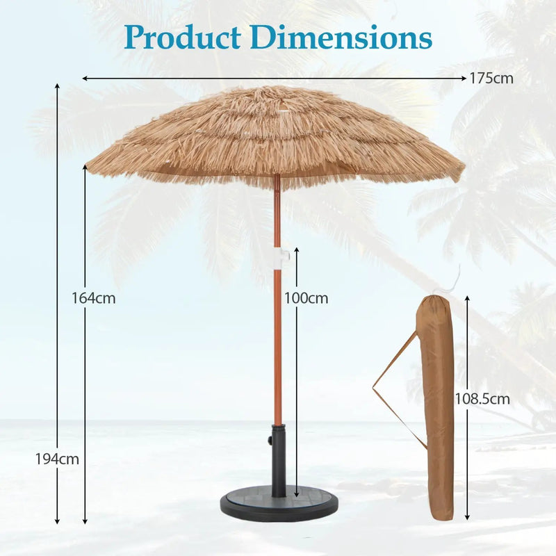 6 FT Thatched Beach Umbrella with Push Button Tilt Carrying Bag Set of 2 by DirectDeals