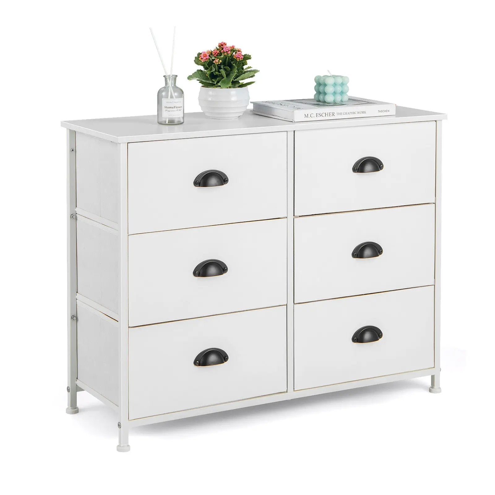 6 Fabric Drawers Storage Chest with Wooden Top by DirectDeals