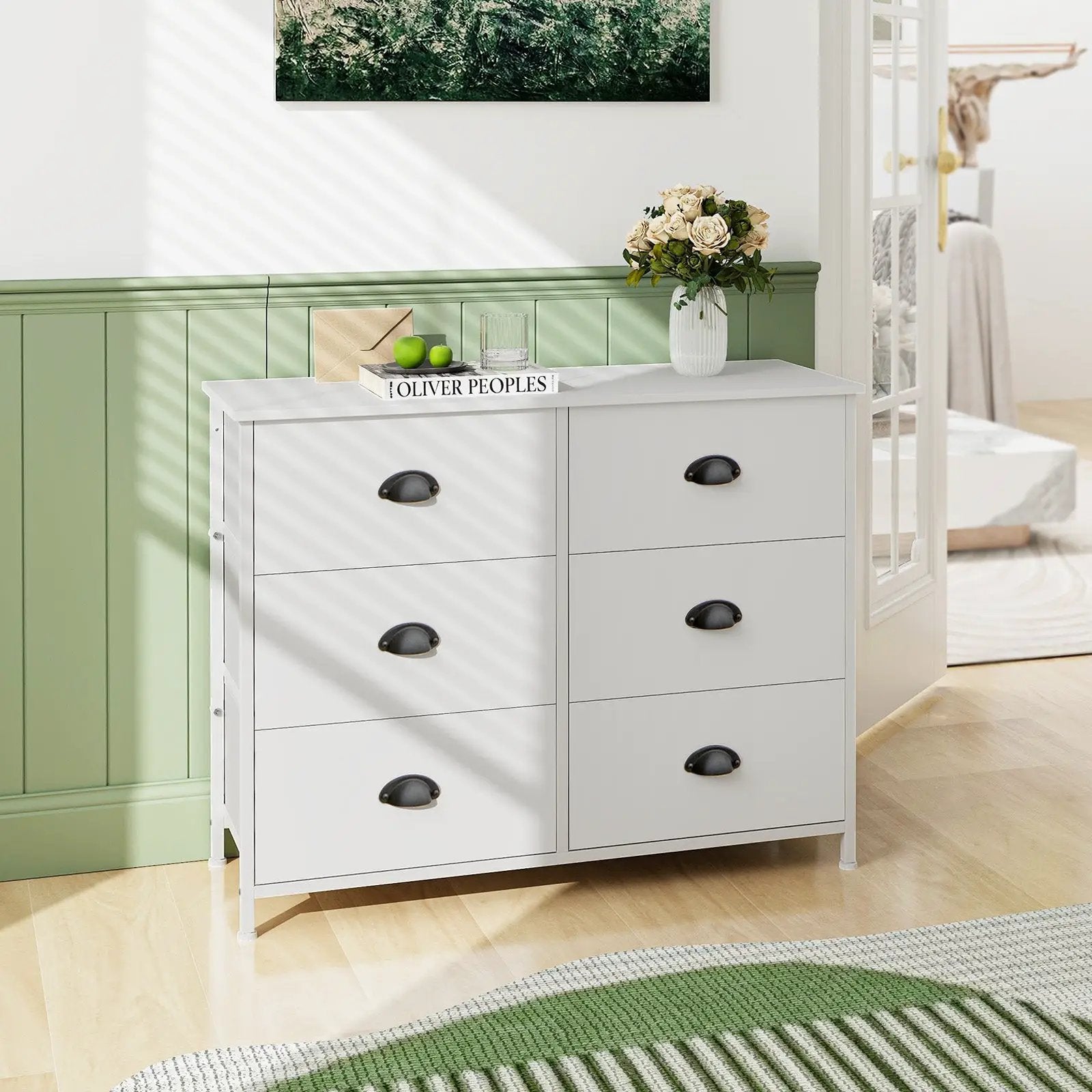 6 Fabric Drawers Storage Chest with Wooden Top by DirectDeals