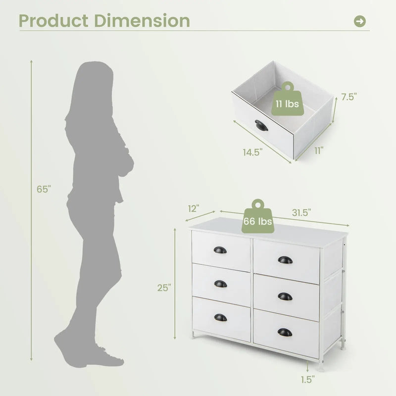 6 Fabric Drawers Storage Chest with Wooden Top by DirectDeals