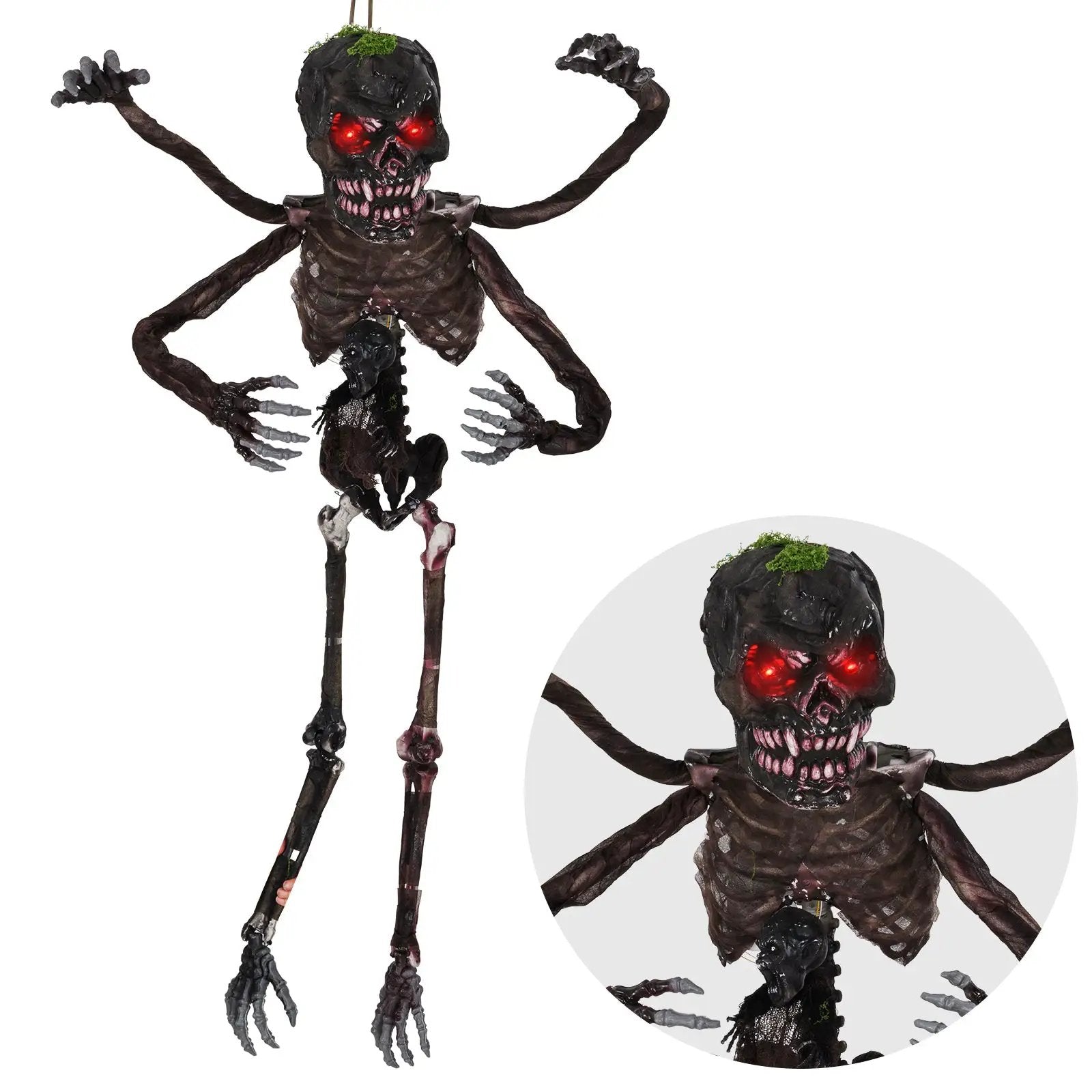 6 Feet Animated Halloween Decoration with 4 Arms Red LED-lit Eyes & Spooky Sounds by DirectDeals