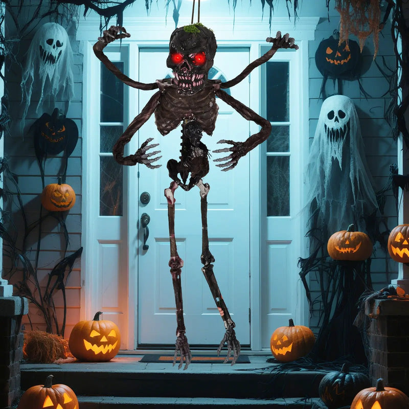 6 Feet Animated Halloween Decoration with 4 Arms Red LED-lit Eyes & Spooky Sounds by DirectDeals