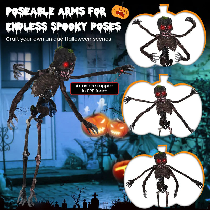 6 Feet Animated Halloween Decoration with 4 Arms Red LED-lit Eyes & Spooky Sounds by DirectDeals