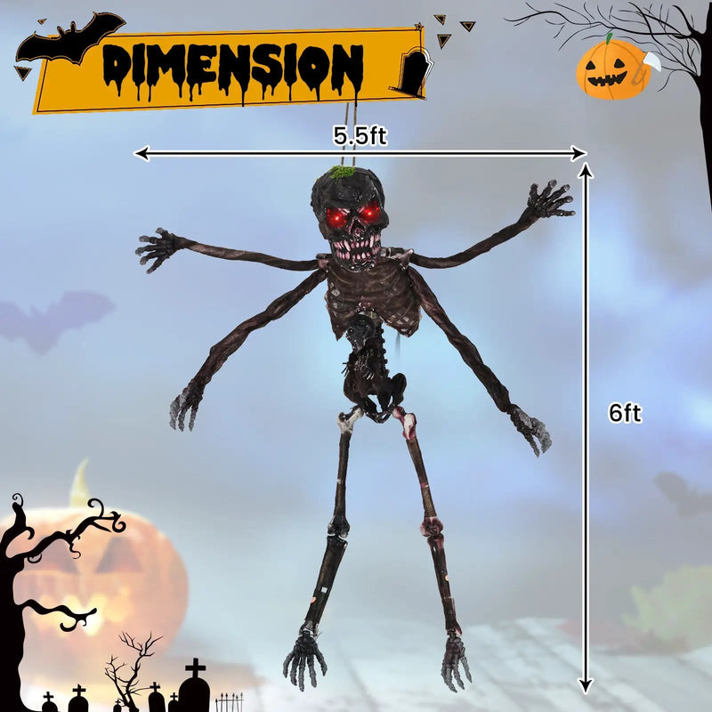6 Feet Animated Halloween Decoration with 4 Arms Red LED-lit Eyes & Spooky Sounds by DirectDeals