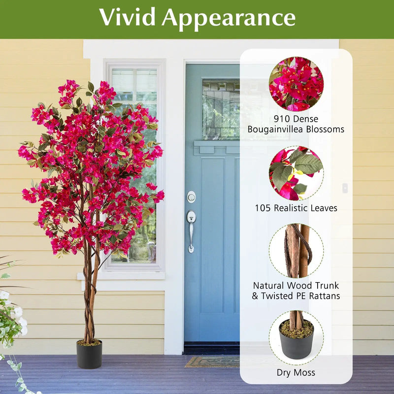 6 Feet Artificial Bougainvillea Tree with 910 Flowers by DirectDeals
