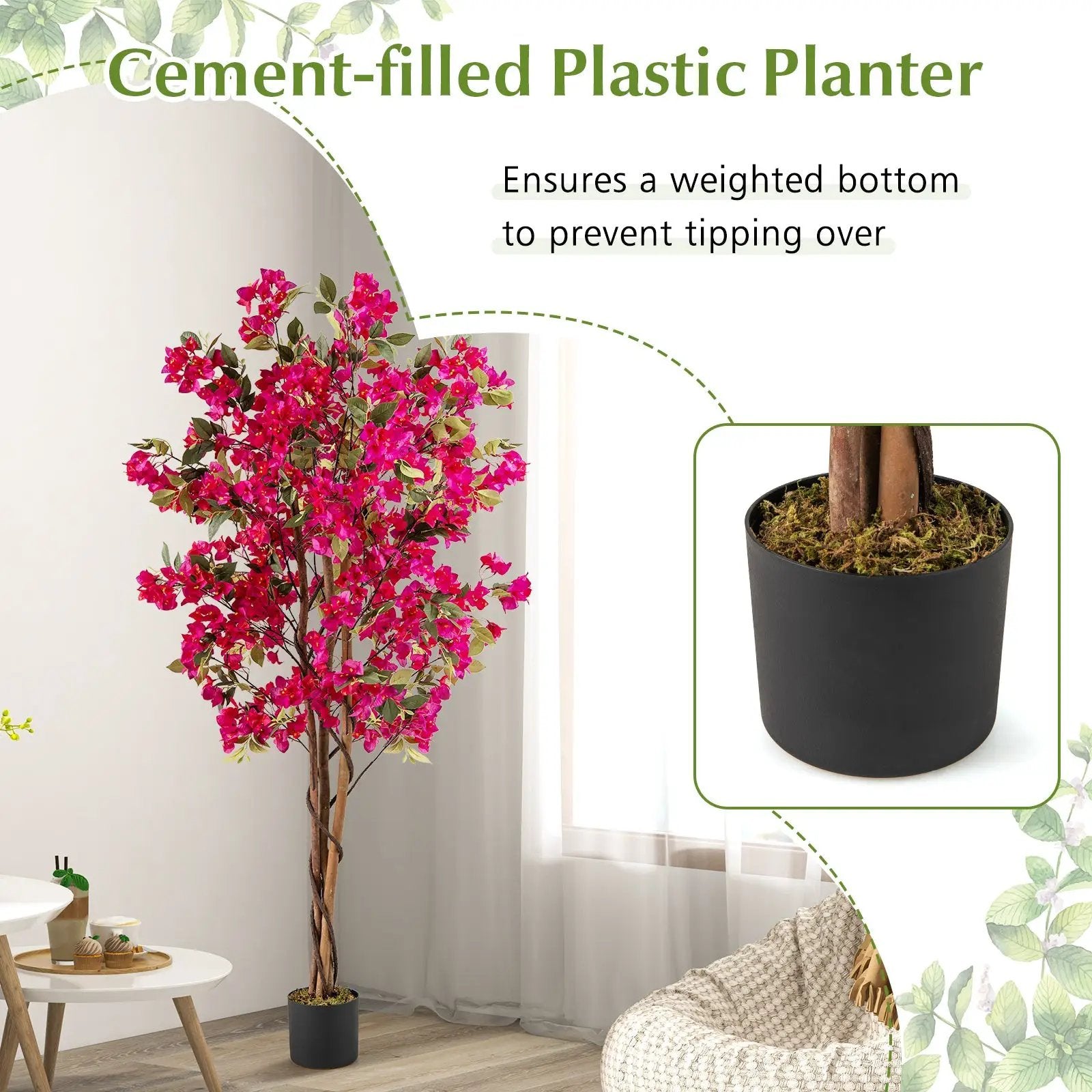 6 Feet Artificial Bougainvillea Tree with 910 Flowers by DirectDeals