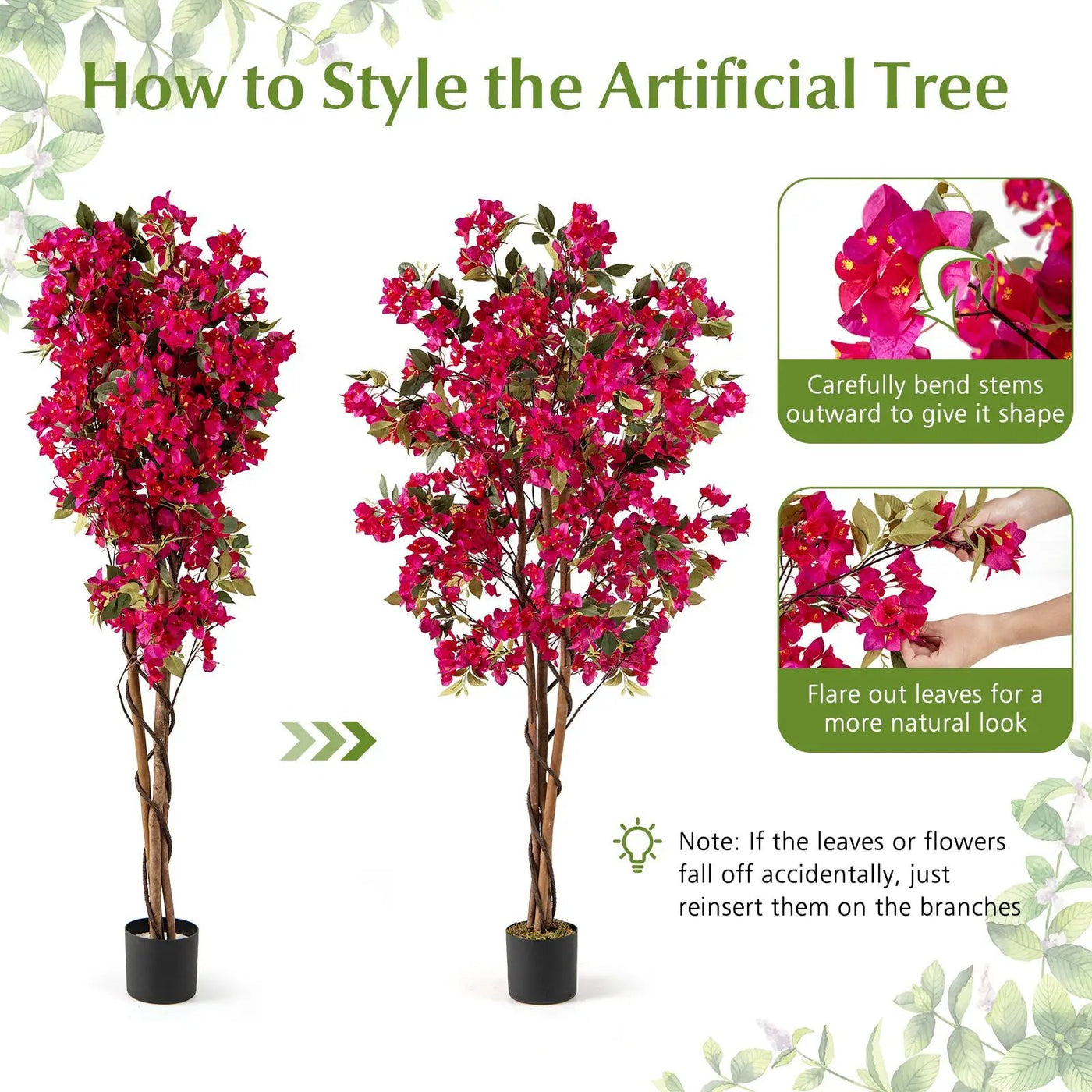 6 Feet Artificial Bougainvillea Tree with 910 Flowers by DirectDeals