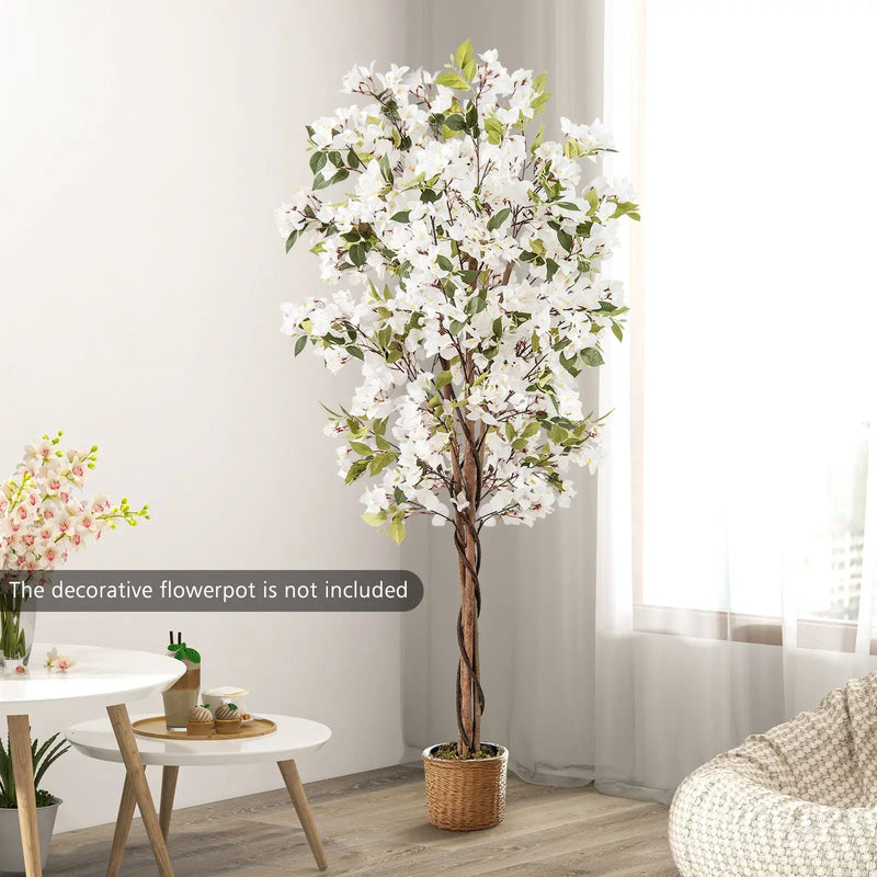 6 Feet Artificial Bougainvillea Tree with 910 White Flowers by DirectDeals