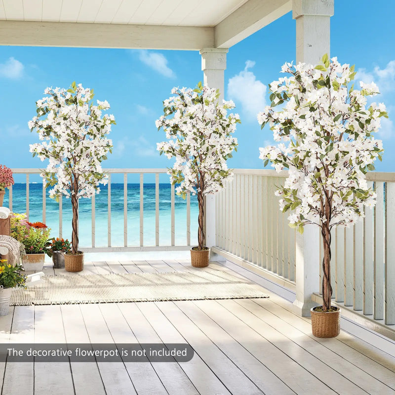 6 Feet Artificial Bougainvillea Tree with 910 White Flowers by DirectDeals