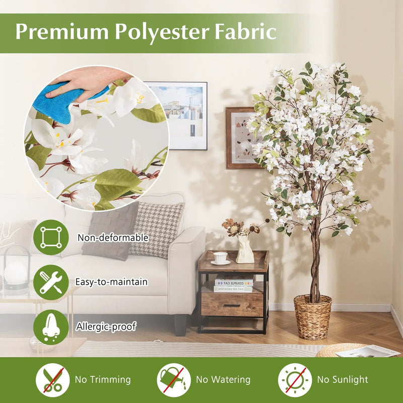 6 Feet Artificial Bougainvillea Tree with 910 White Flowers by DirectDeals