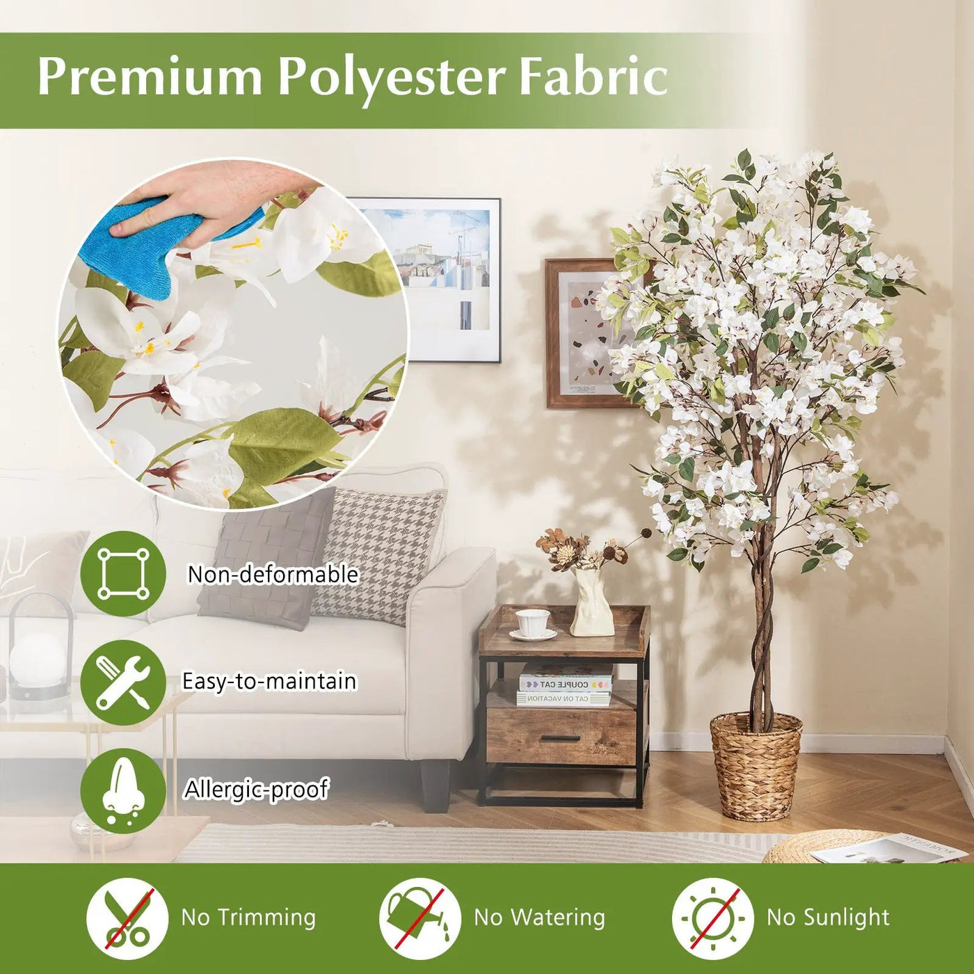 6 Feet Artificial Bougainvillea Tree with 910 White Flowers by DirectDeals