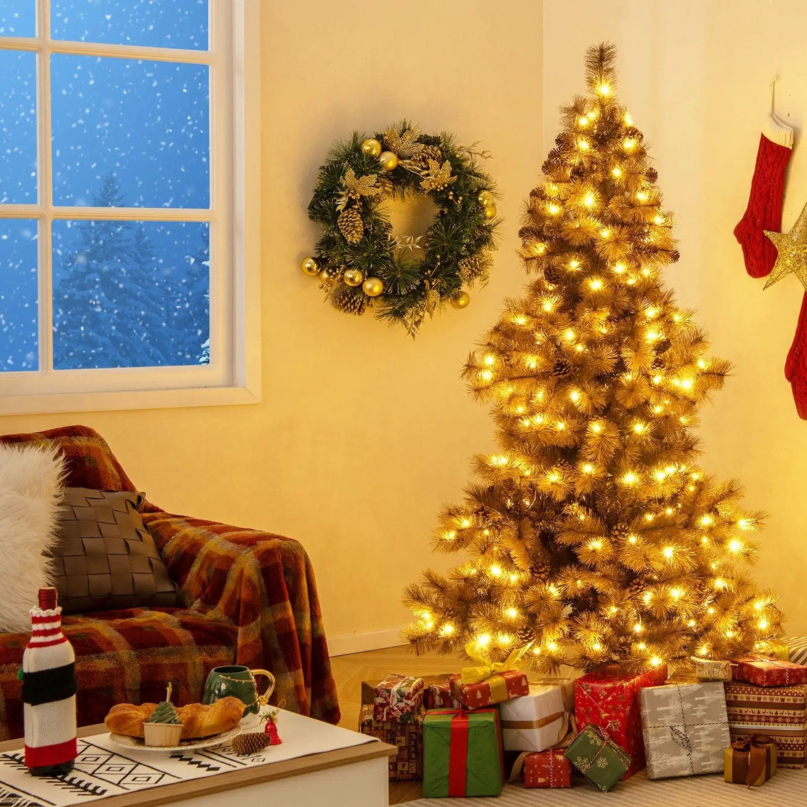 6 Feet Artificial Christmas Tree with 493 Branch Tips for Home Office Carnival by DirectDeals
