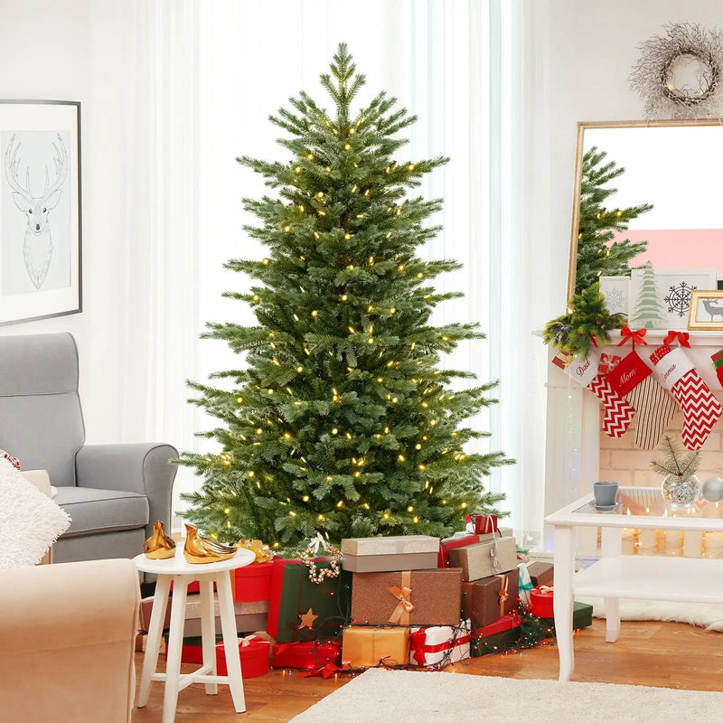 5/6/7 Feet Artificial Christmas Tree with 1426/2116/3156 Lush PVC and 200/300/400 Warm White LED Lights by DirectDeals