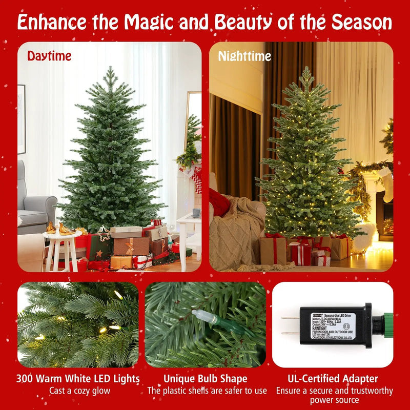 5/6/7 Feet Artificial Christmas Tree with 1426/2116/3156 Lush PVC and 200/300/400 Warm White LED Lights by DirectDeals