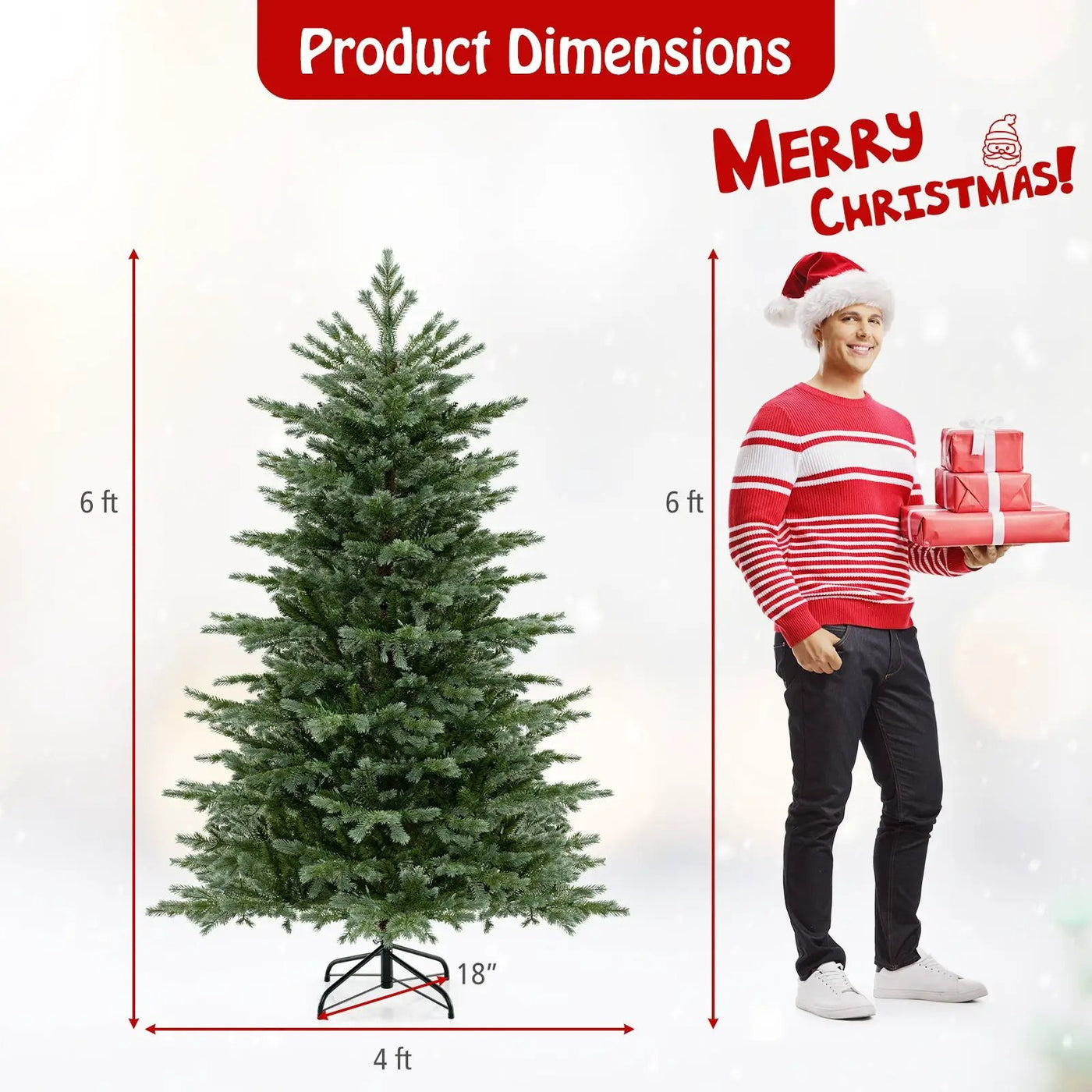 5/6/7 Feet Artificial Christmas Tree with 1426/2116/3156 Lush PVC and 200/300/400 Warm White LED Lights by DirectDeals