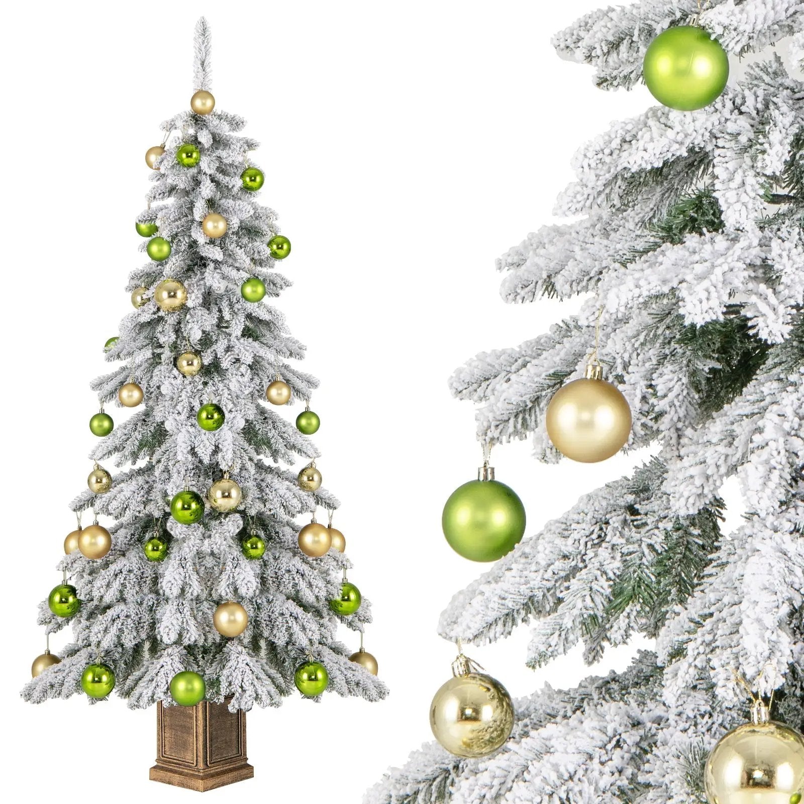 6 Feet Artificial Xmas Tree with 589 Flocked Branch Tips and 48 Xmas Balls by DirectDeals