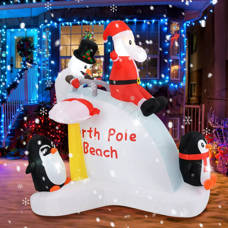 6 Feet Christmas Inflatable with Blow up Penguins and Santa Decoration by DirectDeals