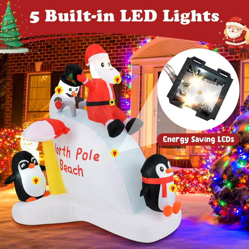6 Feet Christmas Inflatable with Blow up Penguins and Santa Decoration by DirectDeals
