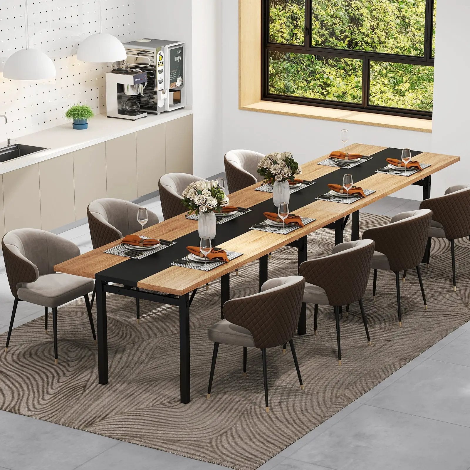 6 Feet Dining Table with Heavy-Duty Metal Frame for 6-8 People-Natural by DirectDeals
